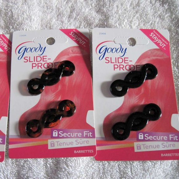 2 Goody Stay Put Slide Proof Hold Secure Fit Back Weave Hair Barrette Clip Black - Picture 2 of 8